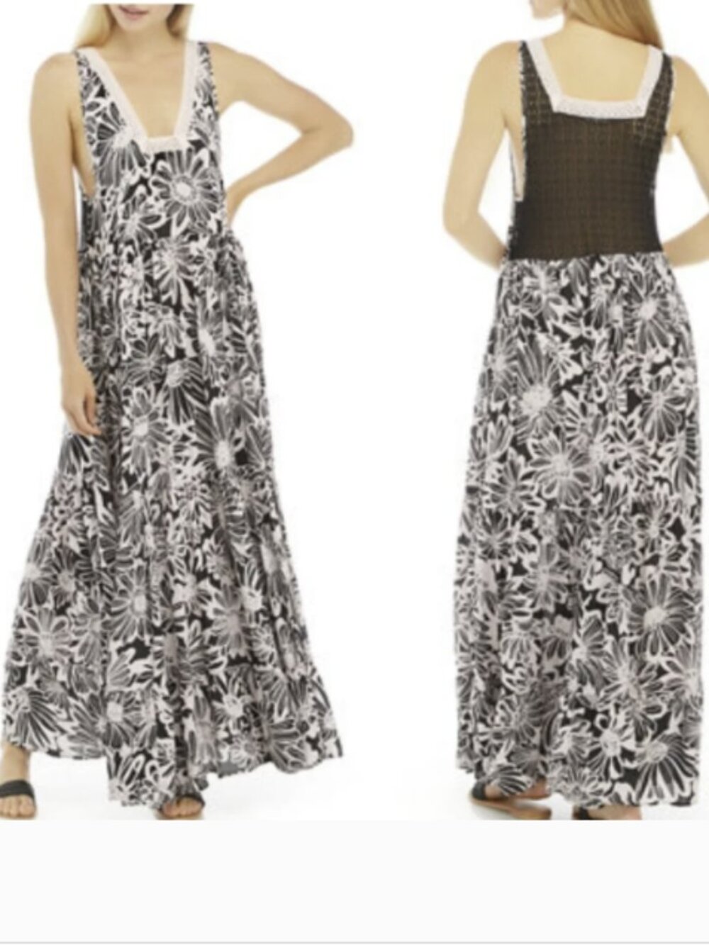 Free People Tiers For You Floral Printed Maxi Dress Pink & Black Size XS - Picture 2 of 10